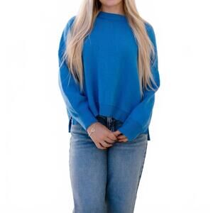 NEW WISHLIST women's hailey drop shoulder sweater top in pacific